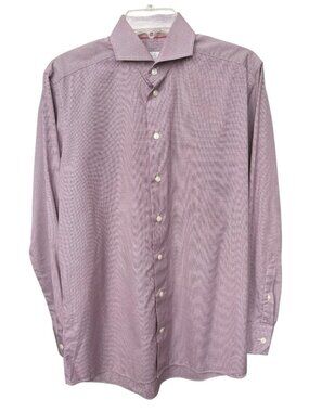 Eton Slim Fit Button Dress Shirt Size 39 Neck 15.5 Red Burgundy